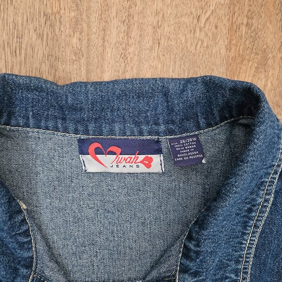 Swak Jeans Jacket Womens 26/28W Blue Demin Long Sleeves Pockets - Picture 3 of 4